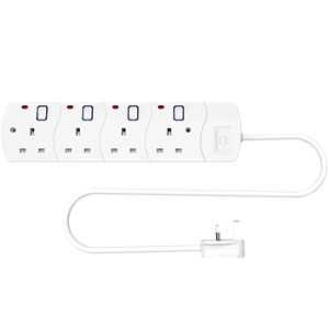 RR 13A 4 Gang 3M Universal Extension Socket with Neon EB4NSU1B