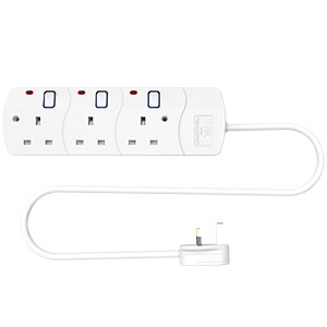13A 3 Gang 3M Universal Extension Socket with Neon EB3NSU1B
